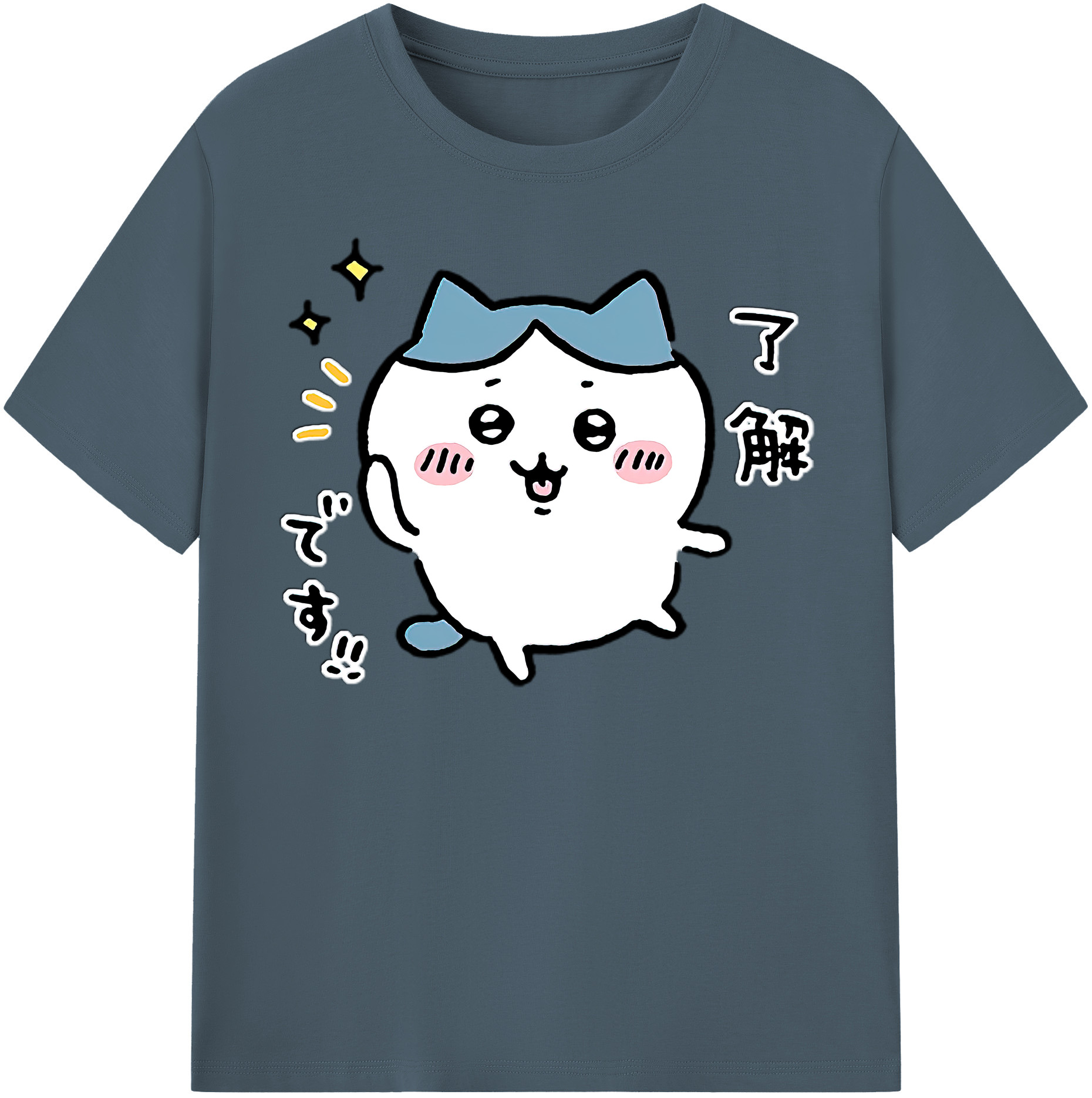 （画像用） ちいかわ ハチワレ Chii-kawa hachiware 綿100％半袖Tシャツ（フロントプリント）